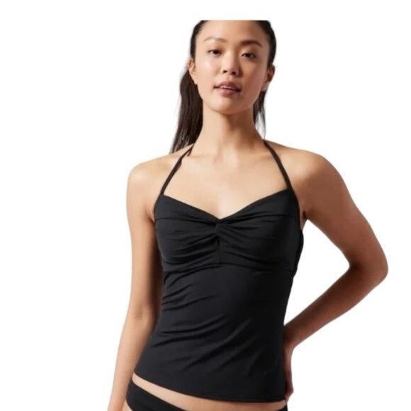 Athleta Hampton Bra Cup Swim Tankini Top Black UPF 50+ Beach Vacation 34 B/C‎ - Picture 2 of 7